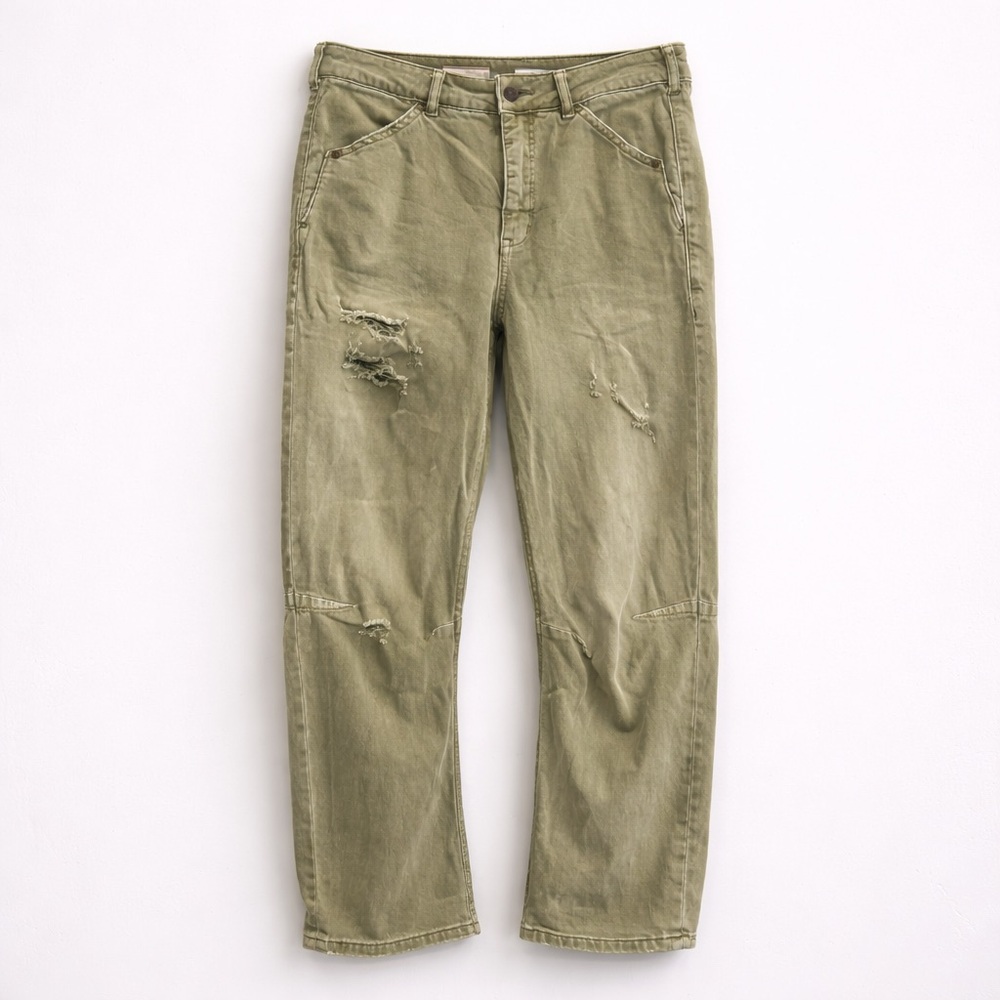 Pilcro The Bow Boyfriend Olive Distressed Jeans Size 27